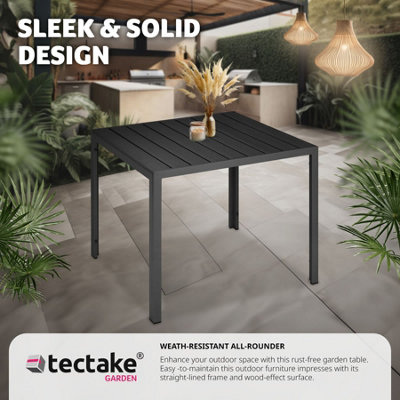 Aluminium garden table w/ adjustable feet (90x90x74.5cm) - black