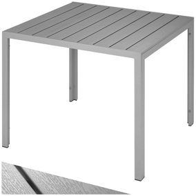 Aluminium garden table w/ adjustable feet (90x90x74.5cm) - silver