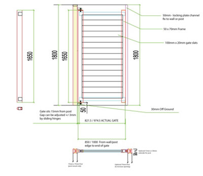 Aluminium Gate for 90cm/900mm Wide Opening - Wall Mount - Side / Back ...