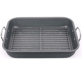 Aluminium Induction Grey Marble Oven Tray Baking Tin Rack Non Stick Roaster Pan
