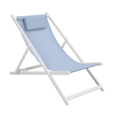 Aluminium Outdoor Garden Deckchair in Pale Blue White