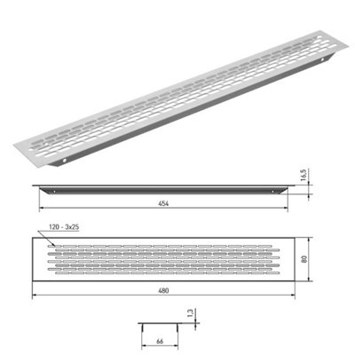 Aluminium Plinth Air Vent Grille Cabinet Vent 480x80mm Kitchen Unit ...