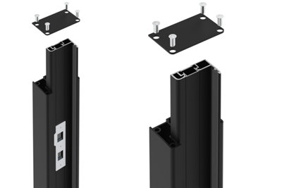 Aluminium Post & Cap - 80x50x2000mm - Black Wall Mounted Single ...
