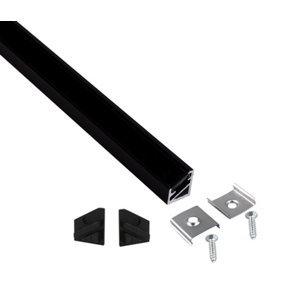 Aluminium Profile Corner Black 2m For LED Lights Strip Black Cover - Pack of 10