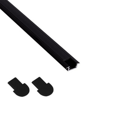 Aluminium Profile Recessed Black 2m for LED Light Strip with Black ...