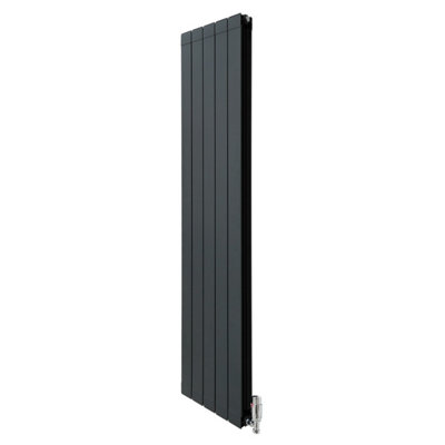 Aluminium Radiator & Valves - 1800mm x 395mm - Anthracite Grey