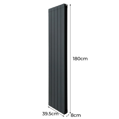 ALUMINIUM RADIATOR & VALVES - 1800MM X 395MM - ANTHRACITE GREY