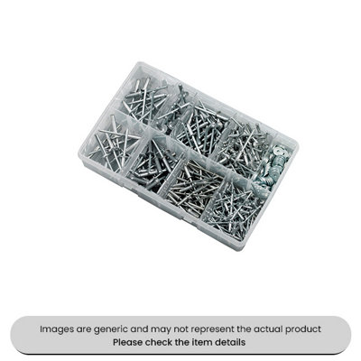 Aluminium Rivets & Washers Large & Standard Flange Assorted Box 350pcs