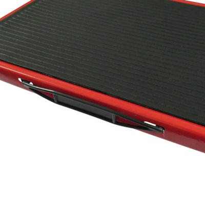 Aluminium Single Folding Step Stool Red (Caravan Non Slip Platform Foldable Collapsible)