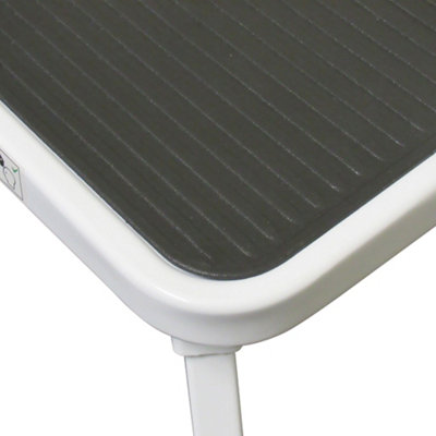 Aluminium Single Folding Step Stool White (Caravan Non Slip Platform Foldable Collapsible)
