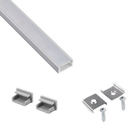 Aluminium Surface Profile 2M For LED Light Strip With Opal Cover - Colour Aluminium - Pack of 10
