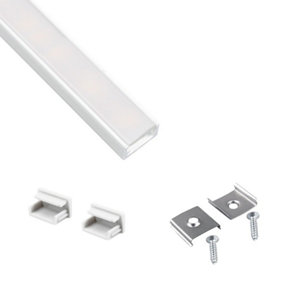Aluminium Surface Profile 2M For LED Light Strip With Opal Cover - Colour White - Pack of 10