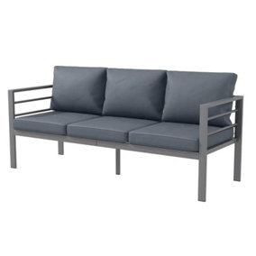 Aluminium Three Seater Garden Bench with Cushions