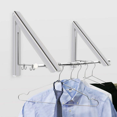 Aluminium Wall Mounted Foldable Folding Clothes Rack - Triangle Hanger ...