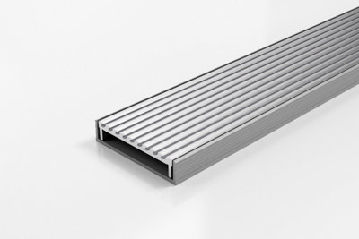 Aluminium Wave Grate Linear Channel Drain 1500mm x 106mm x 23mm, Aluminium Grate With Grey uPVC Channel, Fixtures And Fittings