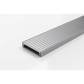 Aluminium Wave Grate Linear Channel Drain 1500mm x 106mm x 23mm, Aluminium Grate With Grey uPVC Channel, Fixtures And Fittings