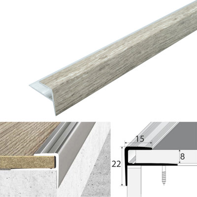 Aluminium Wood Effect F Shape Stair Nosing for 8mm Laminate Flooring ...