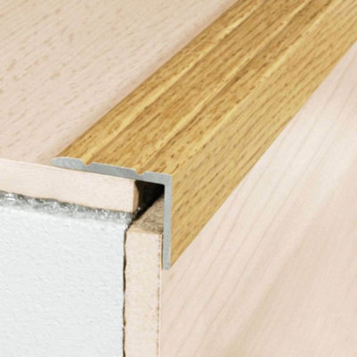 Aluminium Wood Effect Self Adhesive Stair Nosing Edge Trim A36 25x20mm ...