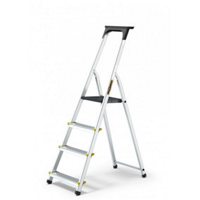 ALUMINUM 4- Step professional ladder single-sided access - withToolshelf