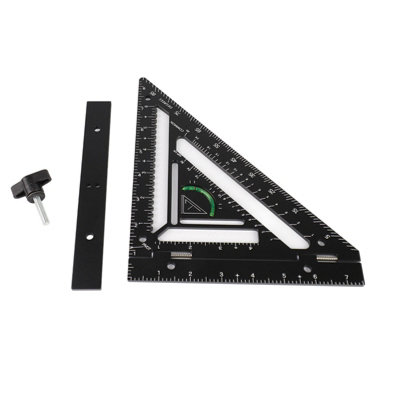 Aluminum Alloy Carpenter's Square Triangle Ruler - Black Layout Tool for Woodworking