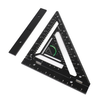 Aluminum Alloy Carpenter's Square Triangle Ruler - Black Layout Tool ...