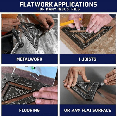 Aluminum Alloy Carpenter's Square Triangle Ruler - Black Layout Tool ...