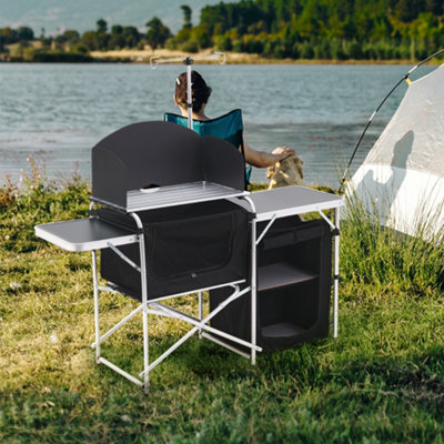 Aluminum Camp Kitchen with Camp Tables and Carrying Bag, Large Storage ...