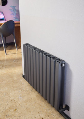 Aluminum Designer Horizontal Radiator Compatible with Heat pump. Energy Efficient. Model "Pioneer Plus " Grey . 1000 mm .500 mm