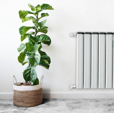 Aluminum Designer Horizontal Radiator Compatible with Heat pump. Energy Efficient. Model "Pioneer" White. 1000 mm .