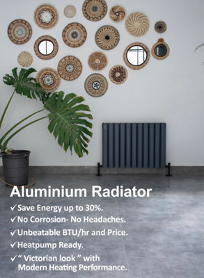 Aluminum Designer Horizontal Radiator Compatible with Heat pump. Model ...