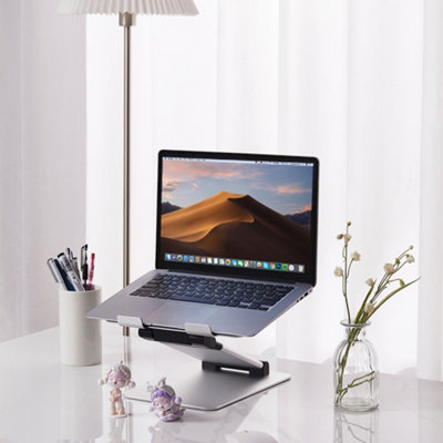 Aluminum Ergonomic Portable Laptop Riser Foldable in Silver