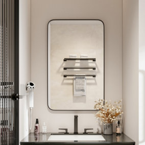 Aluminum Frame Bathroom Vanity Wall Mirror with Rounded Corner W 1220 x D 760 mm