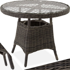 Aluminum garden table with removable glass top (91x73.5cm) - grey