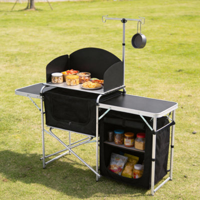 Aluminum Portable Kitchen Camping Table with Storage