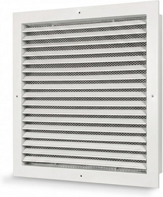 Aluminum Return Air Grille Fixed Louvre White Powder Coated with Steel Mesh (600 x 600 mm)