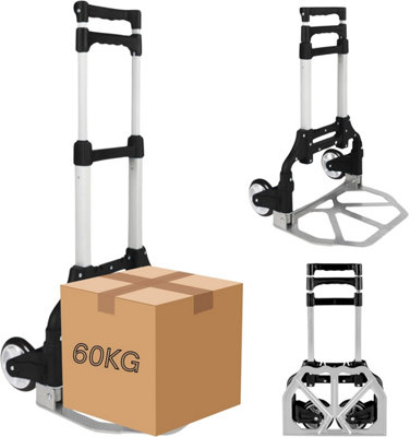 Aluminum Trolley with 60KG Capacity, Multi-Purpose Sack Barrow, Foldable Shopping Trolley for Camping, Garden, Pallet & Transport