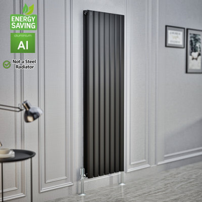 Aluminum Vertical Radiator Compatible with Heat pump. Model "Vertical Plus" Black. 1500.490 mm.BTU/hr:8750