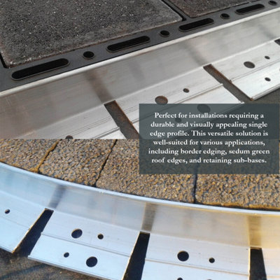 Alusthetic Aluminium 2m Garden Edging Strip - Flexible Border Edge for Gravel, Stone Paving and Grass - 150mm Height - Pack of 15