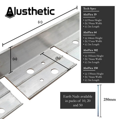 Alusthetic Aluminium 2m Garden Edging Strip - Flexible Border Edge for ...