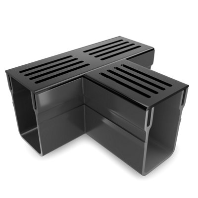 Alusthetic Black Aluminium Threshold T Section - Driveway Patio Garden Drainage System - Single