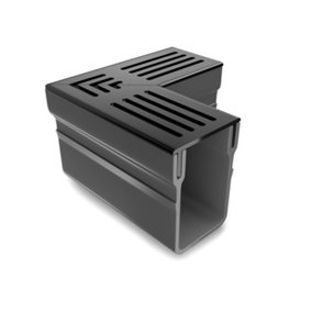 Alusthetic Corner Piece For PVC Threshold Drainage Channel With Aluminium Black Grating - Driveway Garden Drain System - 1 Unit