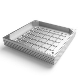 Alusthetic Double Sealed Aluminium Recessed Manhole Cover - Inspection Chamber Drain Cover & Frame - 450 x 450 x 48mm
