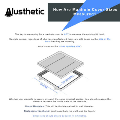 Alusthetic Double Sealed Aluminium Recessed Manhole Cover - Inspection Chamber Drain Cover & Frame - 600 x 600 x 48mm