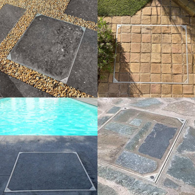 Alusthetic Double Sealed Aluminium Recessed Manhole Cover - Inspection Chamber Drain Cover & Frame - 600 x 600 x 48mm - 3