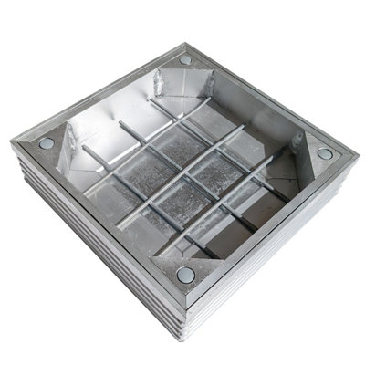 Alusthetic Double Sealed Aluminium Recessed Manhole Cover - Inspection Chamber Drain Cover & Frame - 600 x 600 x 48mm - 7