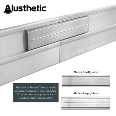 Alusthetic Large Aluminium Flexible Edge Securing Jointer - Joining Piece For Metal Garden Border Edging - Pack of 2