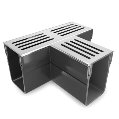 Alusthetic Silver Aluminium Threshold T Section - Driveway Patio Garden Drainage System - 2 Pack