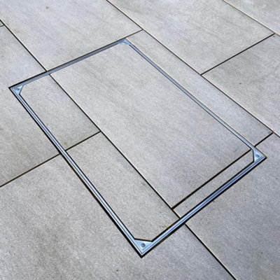 Alusthetic Triple Sealed Aluminium Recessed Manhole Cover - Inspection Chamber Drain Cover & Frame - 300 x 300 x 41mm