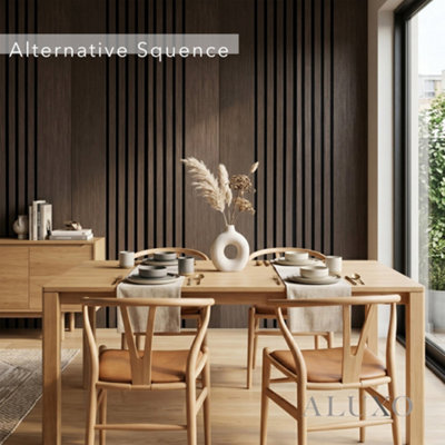 ALUXO Panelux™ Pro Wide Random Rhythmic Slat Smoked Oak Wall Panels ...