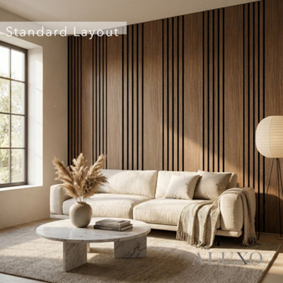 ALUXO Panelux™ Pro Wide Random Rhythmic Slat Walnut Wall Panels - 240cm ...